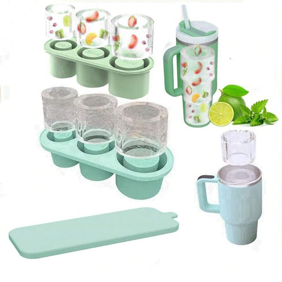 1pc Silicone Ice Cube Tray With Lid, 20oz Capacity, Easy Release, Suitable For Freezing Cocktails, Whiskey, Beverages, Coffee, Pink