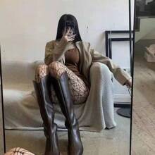 1 Máy Tính Gợi Cảm Ngoại Lai Tất & Hàng Dệt Kim Lụa Đen Đáy Tất Lưới Đánh Cá Tất Cả Trong Một Tất lưới Mà Không Thông - màu đen - Xem 5