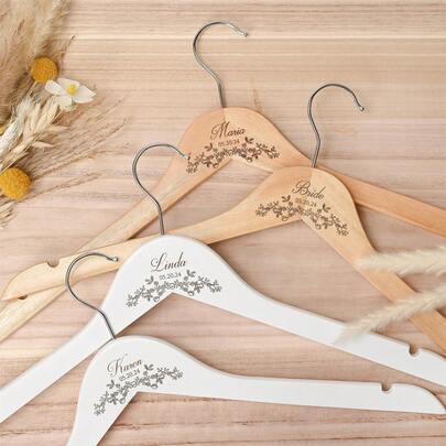 Personalized Thick Wooden Hanger, Bridesmaid Personalized Hanger, Personalized Hanger, Wedding Hanger, Carved Wooden Hanger, Bride Wedding Dress Hanger, Wedding Name Hanger, Customized Carved Bride Wedding Dress/Groomsman Suit, Bridesmaid Gift/Mother's Day/Father's Day Engraved Gift