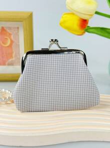 按扣开合的布质格子零钱包 - 格子 - 查看 14