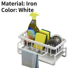 1pc Kitchen Sink And Bathroom Organizer Rack, Sponge Holder For Faucet, Soap, Brush, Towel, Scrubber Drain Storage, For Household Essentials,Kitchen,Summer Beach Party,Food,Camping,Organizer,Room Decor,Kitchen Items. - Multicolor - View 16