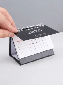 1pc 2025 Mini Desk Calendar Simple Solid Color Calendar Fresh And Simple,Desktop Paper Mini Stand Calendar,Small Size, Creative, And Easy To Use,Simplistic Yet Elegant Paper Construction - Multicolor - View 3