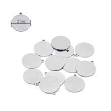 10 Cái/gói Tròn Inox Charm Tag, Vòng Đồng Xu Mặt Dây Chuyền Cho Vòng Cổ, Phụ Kiện Tóc, Tự Làm Trang Sức Làm - màu thép - Xem 10