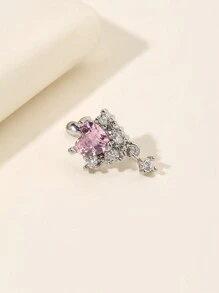 1个金色立方氧化锆花朵假鼻环，低过敏性无穿孔夹式鼻环，适合日常佩戴，可爱身体饰品礼物 - 玫瑰金 - 查看 8