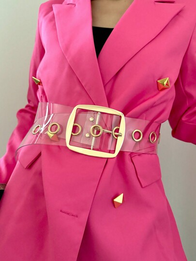 1pc Transparent PVC Wide Belt, Suitable For Suit Jackets, Dresses, For Daily Wear & Occasions Halloween Summer, School Fall, Autumn, Halloween