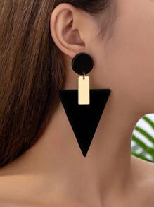 1 đôi Bông tai dạng vòng lớn in hình học phong cách Boho Acetate để đeo hàng ngày - màu đen - Xem 11
