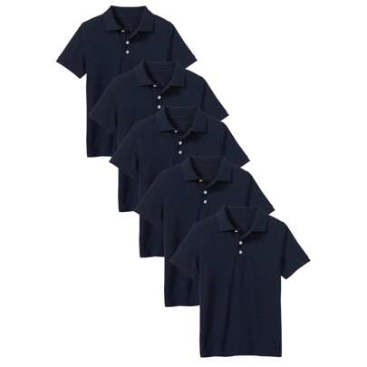Young Boy 5-Pack School Uniform Tagless Polo Shirts