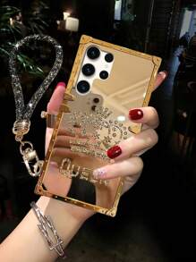1件装奢华水钻金色镜面皇冠图案挂绳手机壳，兼容三星S26 Ultra/S26/S26 Plus、17 Pro Max/17 Air/16、Galaxy S25 FE/A17/A07/S23 FE/S20+/S20U/S21U/S22U/S23U/S24 Ultra 5G、Note20 Ultra/Note10+、A04E/A05/A12/A13 4G/A14/A15/A22/A23/A24/A25/A32/A33、C53/C55、Note12 Pro+ 5G/Note13 Pro、Y36 5G、Smart8、Spark20 - 金色手機殼+掛繩 - 查看 7