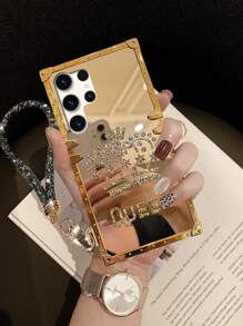 1件装奢华水钻金色镜面皇冠图案挂绳手机壳，兼容三星S26 Ultra/S26/S26 Plus、17 Pro Max/17 Air/16、Galaxy S25 FE/A17/A07/S23 FE/S20+/S20U/S21U/S22U/S23U/S24 Ultra 5G、Note20 Ultra/Note10+、A04E/A05/A12/A13 4G/A14/A15/A22/A23/A24/A25/A32/A33、C53/C55、Note12 Pro+ 5G/Note13 Pro、Y36 5G、Smart8、Spark20 - 金色手機殼+掛繩 - 查看 9