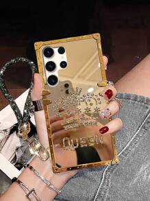 1件装奢华水钻金色镜面皇冠图案挂绳手机壳，兼容三星S26 Ultra/S26/S26 Plus、17 Pro Max/17 Air/16、Galaxy S25 FE/A17/A07/S23 FE/S20+/S20U/S21U/S22U/S23U/S24 Ultra 5G、Note20 Ultra/Note10+、A04E/A05/A12/A13 4G/A14/A15/A22/A23/A24/A25/A32/A33、C53/C55、Note12 Pro+ 5G/Note13 Pro、Y36 5G、Smart8、Spark20 - 金色手機殼+掛繩 - 查看 8