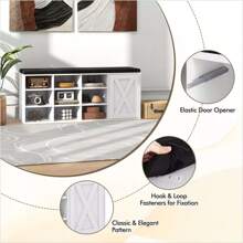 9-Rack Shoe Bench W/ Door Cabinet & 9 Racks & Sponge Padded Cushion White - Multicolor - View 8