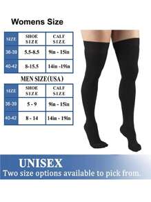 3双装女士过膝高筒压缩袜，轻便休闲运动低压袜，适合健身、跑步、骑行等运动，舒适保暖 - 黑色 - 查看 5