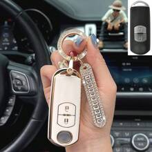 适用于 CX-3、CX-5、CX-7、CX-9、Speed、Miata、MX5 的汽车钥匙壳/钥匙扣保护套，双键遥控钥匙配件 - 帶鑰匙圈5 - 查看 9