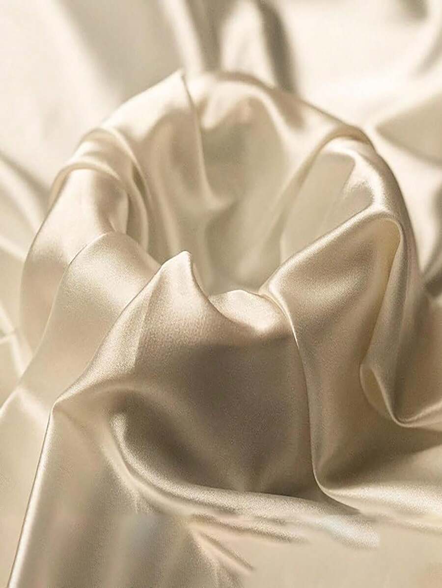 1pc Beige Solid Satin Fabric For DIY Hanfu Lining, Costume Lining, Gift Box Lining Suitable For Wedding, Birthday Party, Room Decoration
