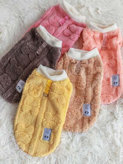 秋冬季狗狗衣服，小型宠物保暖夹克带牵引绳，适合泰迪、贵宾犬、博美犬和猫