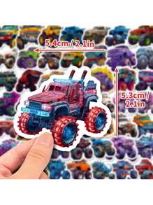 50张酷炫卡通赛车贴纸，个性化DIY超级跑车赛车贴花 - 多色 - 查看 8