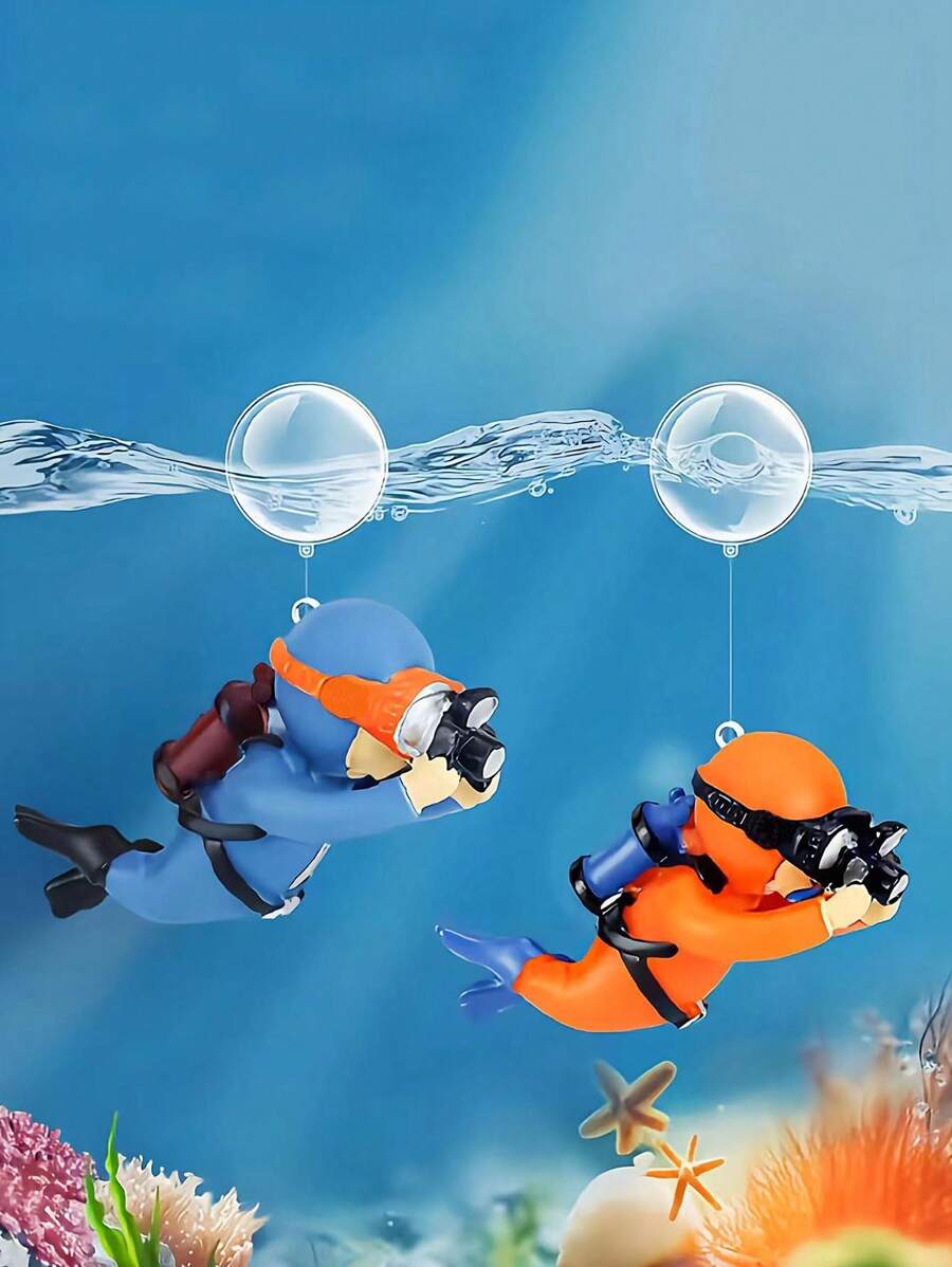 1 件潜水员设计水箱装饰、浮动鱼缸装饰、水下浮动装饰、水上相机潜水员景观装饰、鱼缸配件