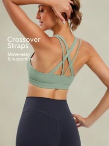 Tender Angel Tender Angel Women's Crossed Back Medium Support Sports Bra, Spring And Summer New Yoga And Fitness Thin Straps Athletic Underwear Gym Top