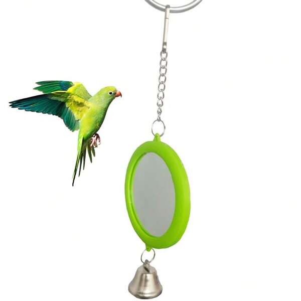 1 pieza/paquete Espejo de doble cara con forma de loro, decoración para jaula de pájaro, color aleatorio