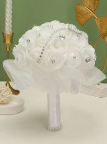 珍珠爱婚礼花束，适合新娘或伴娘，水晶玫瑰，新娘伴娘婚礼手捧花 - 彩色 - 查看 14