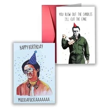 1 张有趣的生日快乐贺卡、送给他的生日礼物、有趣的生日贺卡、手工制作的生日贺卡、有趣的电影生日贺卡、圣诞节 - 紅色 - 查看 1