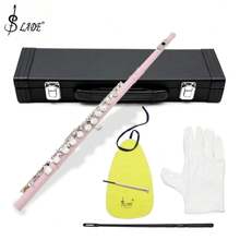 LADE Classic 16-Hole Closed-Hole Flute: Lacquered Nickel-Plated Brass, Perfect Musician's Gift - With Cleaning Kit & Leather Case