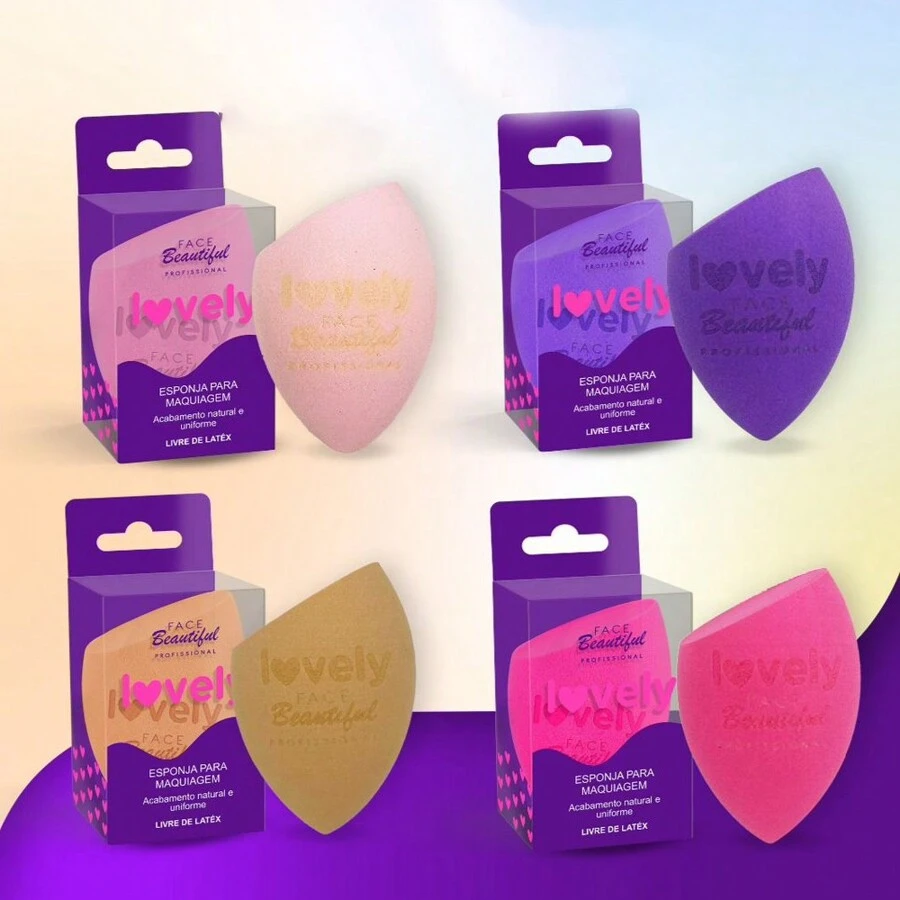 Kit 04 Super Soft Makeup Sponges Beveled Lovely Face Beautiful - 彩色 - 查看 1