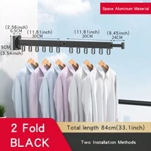 Tendedero Retráctil Plegable Negro Con Gancho, Colgador De Ropa Montado En La Pared Para Ahorro De Espacio Interior/exterior, 1 Ud. - Negro - Ver 12