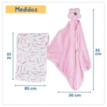 Gift Kit Baby Naninha And Soft Blanket 2 Pieces Girl Flowers - Màu Hồng baby - Xem 8