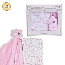 Gift Kit Baby Naninha And Soft Blanket 2 Pieces Girl Flowers - Màu Hồng baby - Xem 4