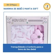 Gift Kit Baby Naninha And Soft Blanket 2 Pieces Girl Flowers - Màu Hồng baby - Xem 5