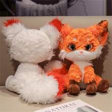1 件动漫风格蓬松毛绒玩偶，逼真卡通雪狐毛绒动物，可作为生日礼物、拥抱和睡眠装饰