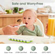 Lechay Ice Cube Tray With Lid And Bin, 4 Pack Silicone Plastic Ice Cube Trays For Freezer With Ice Box, Ice Trays With Ice Container, Stackable Ice Tray With Storage Ice Bucket Kits,Ice Tong,Ice Scoop, Summer Ice Bin & Tray, Kitchen Accessories - Green - View 2