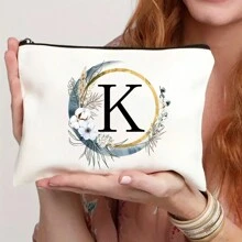 Nécessaire Personalizado com Coroa de Flores Boêmia e Monograma, Bolsa de Presente Personalizada, Necessaire de Cosméticos Fofo, Adequado para Casamento, Aniversário, Festival, Presente Ideal para Mulheres, Mães, Professoras, Amigas, Damas de Honra, Necessaire Escolar, Suprimentos Escolares, Organizador de Cosméticos, Itens de Quarto, Bolsas de Maquiagem, Organizador de Maquiagem, Armazenamento de Maquiagem, Nécessaire de Maquiagem
