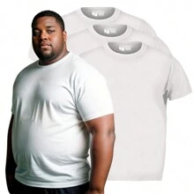 Kit 3 Plus Size T-Shirt 100% Premium Cotton G1-G4 Men's Basic Plain Fafenix - Xem 1