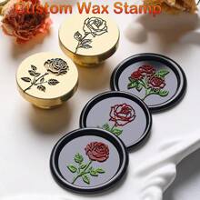 1 件个性化圆形激光雕刻蜡封印章 - 密封蜡封印章无手柄定制蜡封印章用于手工制作、信封、礼品包装毕业礼物和婚礼请柬 - 金色 - 查看 3