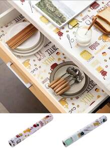 1pc Drawer Liner Paper, Moisture-Proof Wardrobe Shoe Cabinet Mat Anti-Dust Anti-Oil Sticker - Multicolor - View 9