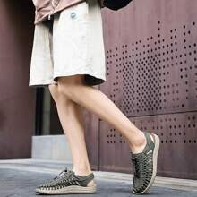 新款男女通用編織涼鞋,男士休閒沙灘涼鞋,羅馬涼鞋,河溯戶外鞋 - 綠色 - 查看 7