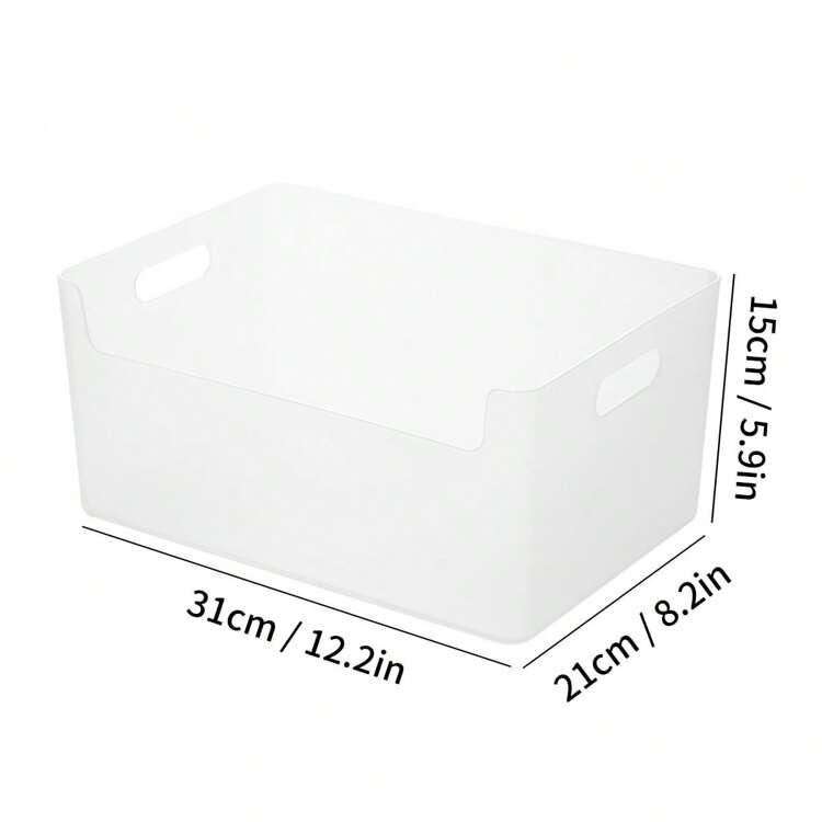 1/2/3pcs Multifunctional Plastic Storage Box With Handle, Stackable Bathroom Cosmetics Storage Box, Cabinet Storage Container For Food, Snack & Fruit, Kitchen Sauce Bottle & Seasoning Jar Storage Basket, Refrigerator Storage Organization, Space Saving, Suitable For Student And Adult Use In Home, Kitchen, Bathroom, Bedroom, Dorm, Office - White - View 17