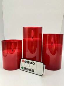 3 件套（带遥控器和不带遥控器）S/M/L（单个不带遥控器）无焰闪光电子蜡烛灯，单个/套装 LED 暖光无焰蜡烛（不含电池），便携式浪漫闪烁无焰蜡烛小夜灯