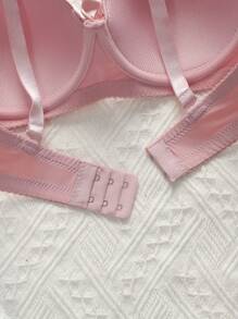 5pcs Women Solid Color Removable Shoulder Strap Bra,(With Underwire)Scallop Lace Decoration Push Up Bra 5pcs, Lingerie - Multicolor - View 5