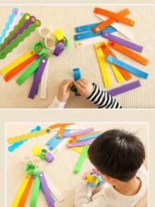 Giocattoli in feltro per bambini, giocattoli educativi precoci Montelisso, braccialetti fai-da-te con bottoni, migliorano le abilità motorie fini e il riconoscimento dei colori, adatti per partecipare all'apprendimento (i colori sono casuali)