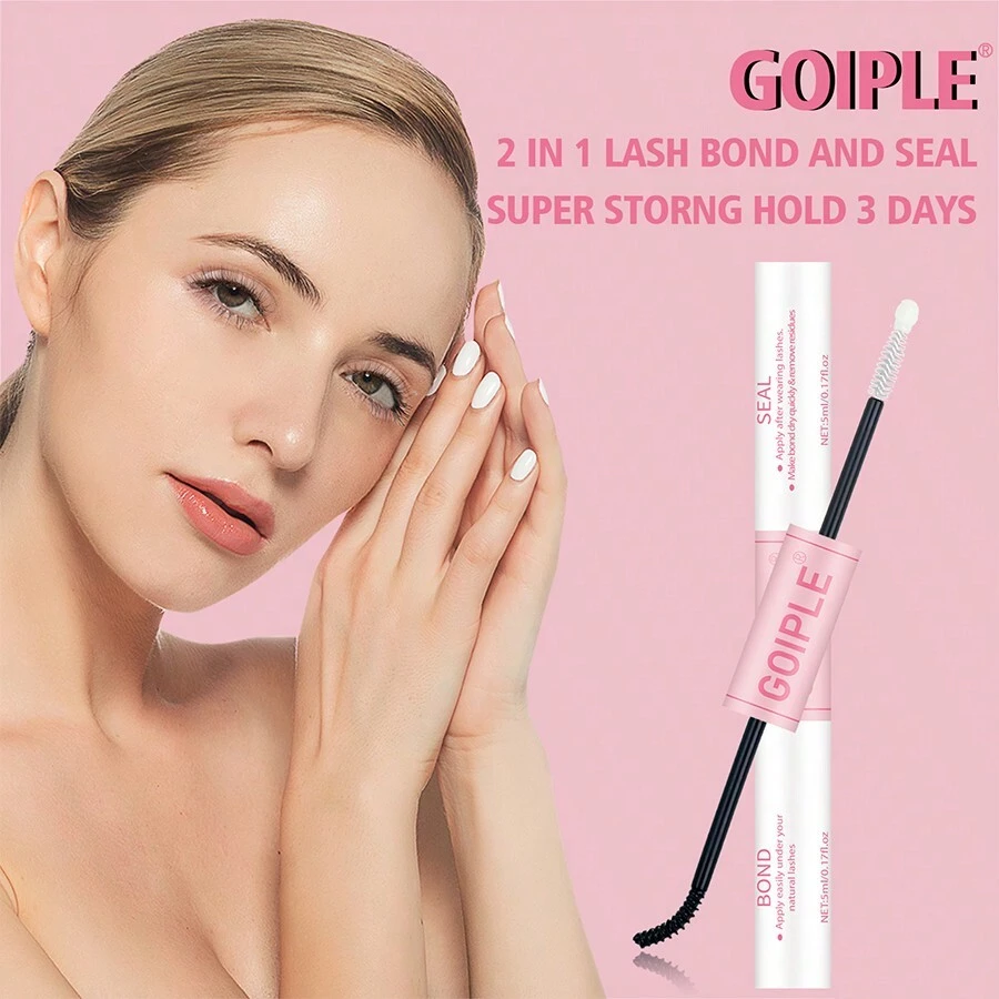 غراء الروابط والختم للرموش الصناعية ، غراء رموش صناعية قوي للغاية للرموش الزائفة ، غراء رموش شريطي مقاوم للماء 2 في 1 واضح للحزم الرموش ، غراء إطالة رموش طويل الأمد لمدة 72 ساعة لاستخدام شخصي - وردي - مشاهدة 1