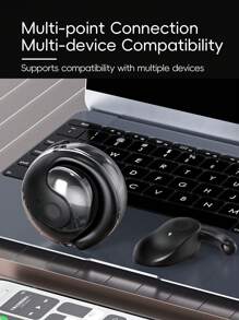 透明 TWS，无盖设计，无线 V5.3 彩色真无线立体声耳塞，耳挂式，触摸按钮，免提耳机，低延迟低功耗耳机，自动开机，人体工程学设计，双连接，耳机，内置麦克风，适用于 Apple iPhone、iPad、笔记本电脑的智能手机，适合家人、朋友、儿童、万圣节、秋季的礼物 - 黑色 - 查看 4