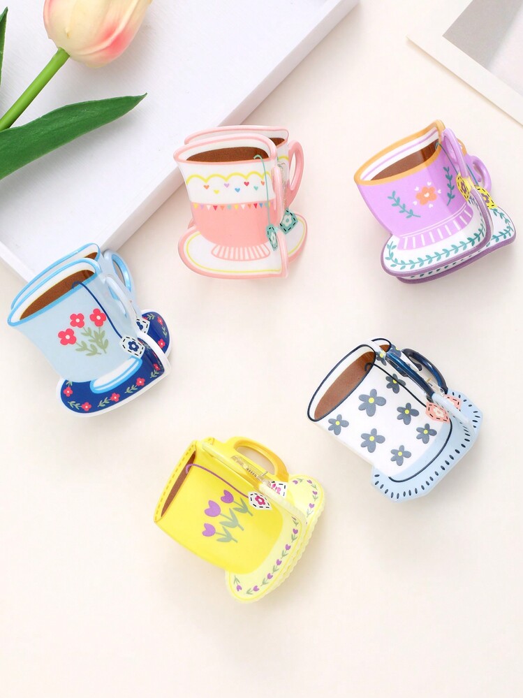 1 件可爱咖啡杯形迷你亚克力多巴胺发夹，发爪，小号发夹发夹发夹发夹发夹，爪夹 - 彩色 - 查看 8