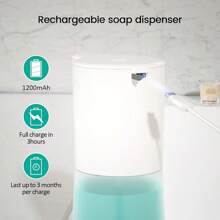Foaming Soap Dispenser, CUNGSA 20oz/600ml Touchless Automatic Soap Dispenser Sensor Smart Foaming Hand Soap Dispensers Hand Free Countertop Soap Dispensers For Bathroom Kitchen ( 600ml) Kitchen Items Kitchen Accessories Kitchen Tools - White - View 6