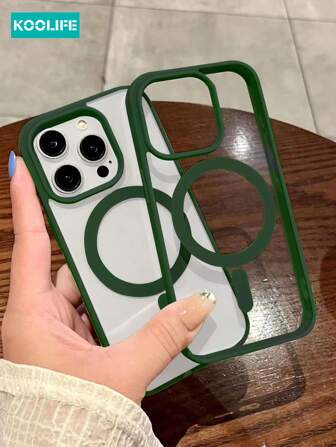 Koolife 1pc Acrylic Magnetic Wireless Charging Anti-Drop Slim Candy Color TPU Bumper Phone Protective Case Compatible With IPhone 17 ProMax/17/17 Pro/17 Air/16/16 ProMax/16 Pro/16/15/15 Pro/15 ProMax/15 Plus/14/13/12/11