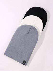 3/1 包 Faith 编织徽标帽 男女通用冬季帽 亚克力翻边帽 宽松帽 户外针织帽 男士 - 彩色 - 查看 3