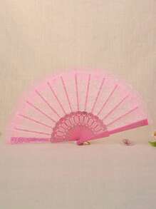 1 件时尚简约女士个性化蕾丝花边折扇舞蹈拍摄道具小巧便携，非常适合万圣节送礼 - 彩色 - 查看 9