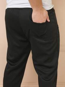 Men's Sweatpants /Zipped Pockets /Elastic Waist - Black - View 4